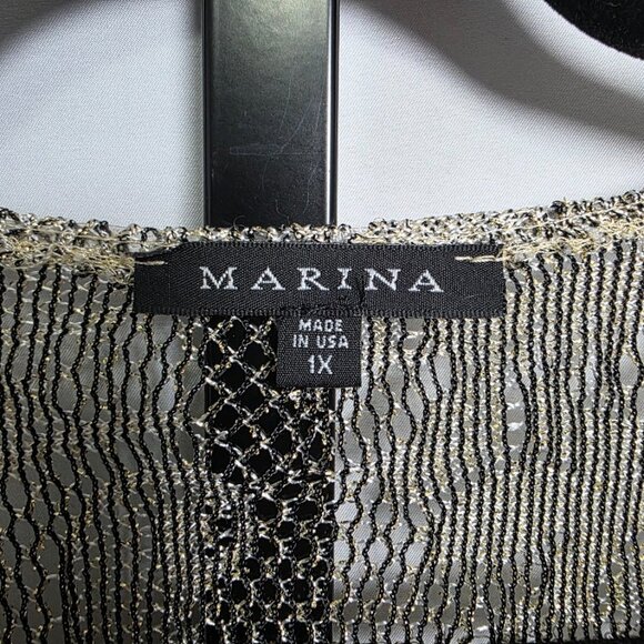 Marina Cardigan Plus Size 1X Gold Metallic Sheer Lace Open Knit Shrug Jacket USA - Picture 4 of 5